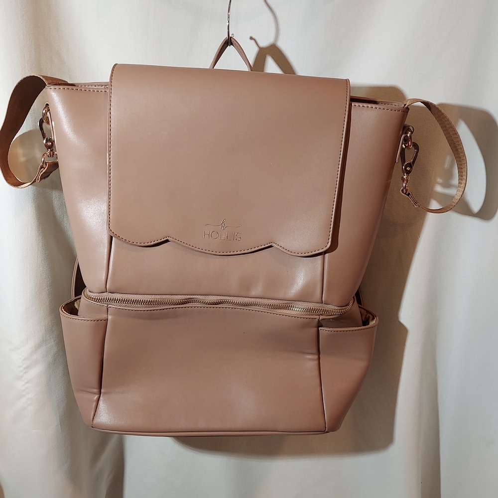 Hollis Blush Pink Faux Leather Full Size Diaper Bag EUC